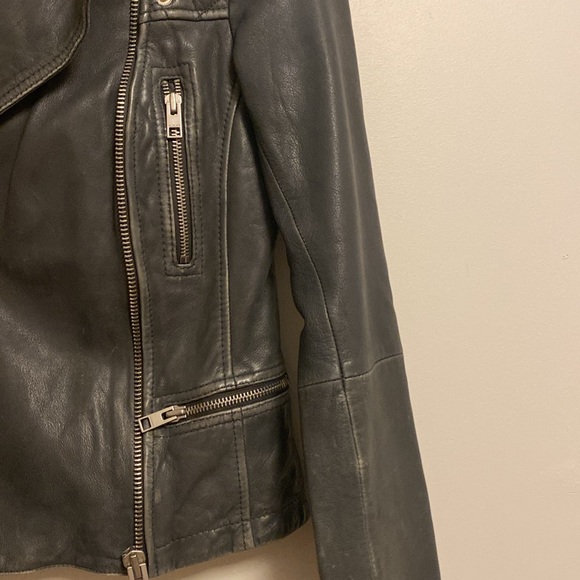 SOLD All Saints Charcoal Leather Moto Jacket - Picture 13 of 15